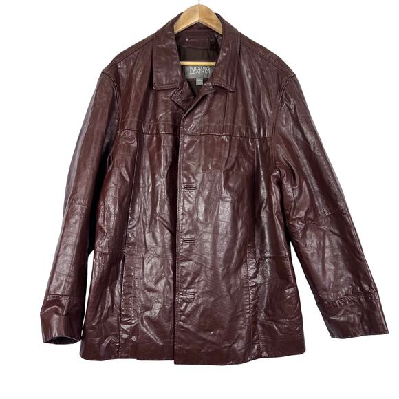 Y2K Vintage Wilson’s Leather Chocolate Brown Mid Length Heavy Men’s Jacket XXL - Picture 1 of 13